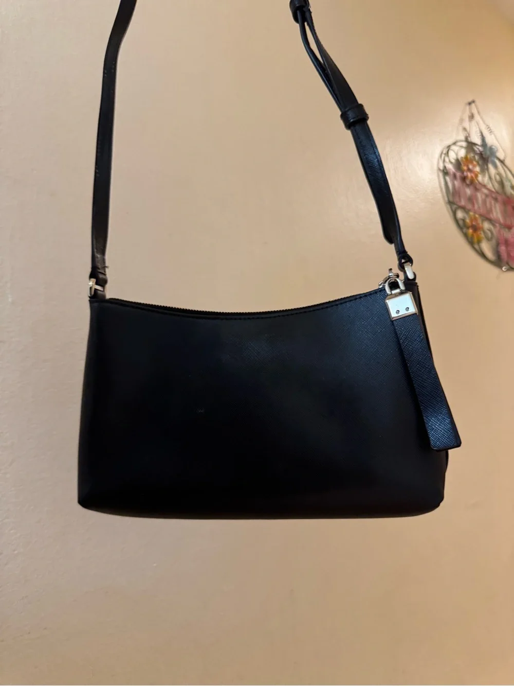 kate spade Black Leather Shoulder Bag with Gold Logo